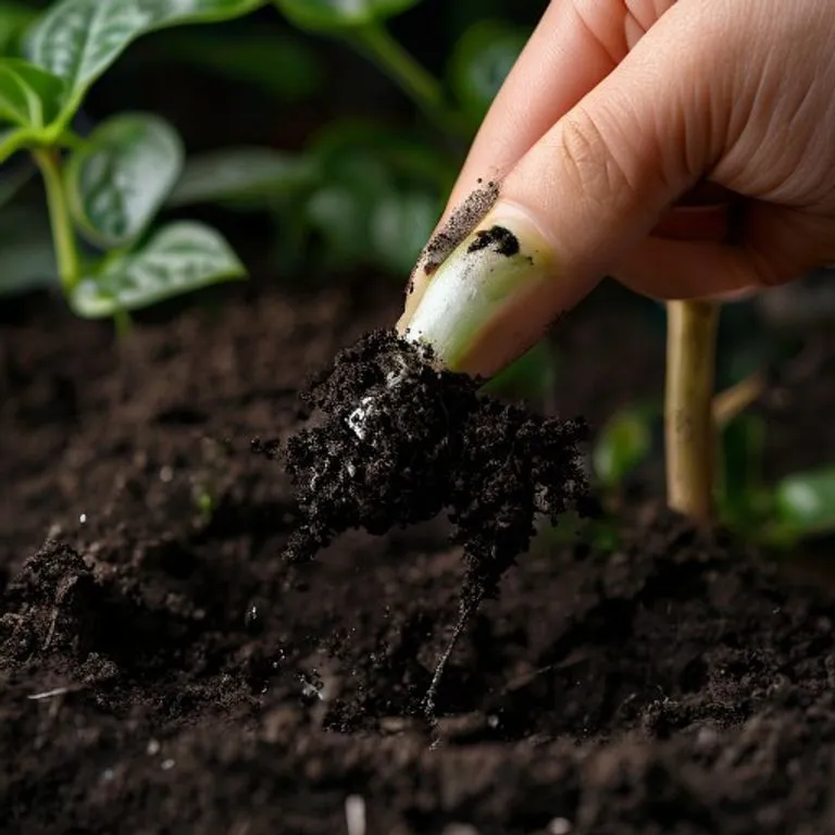 testing soil moisture with a finger