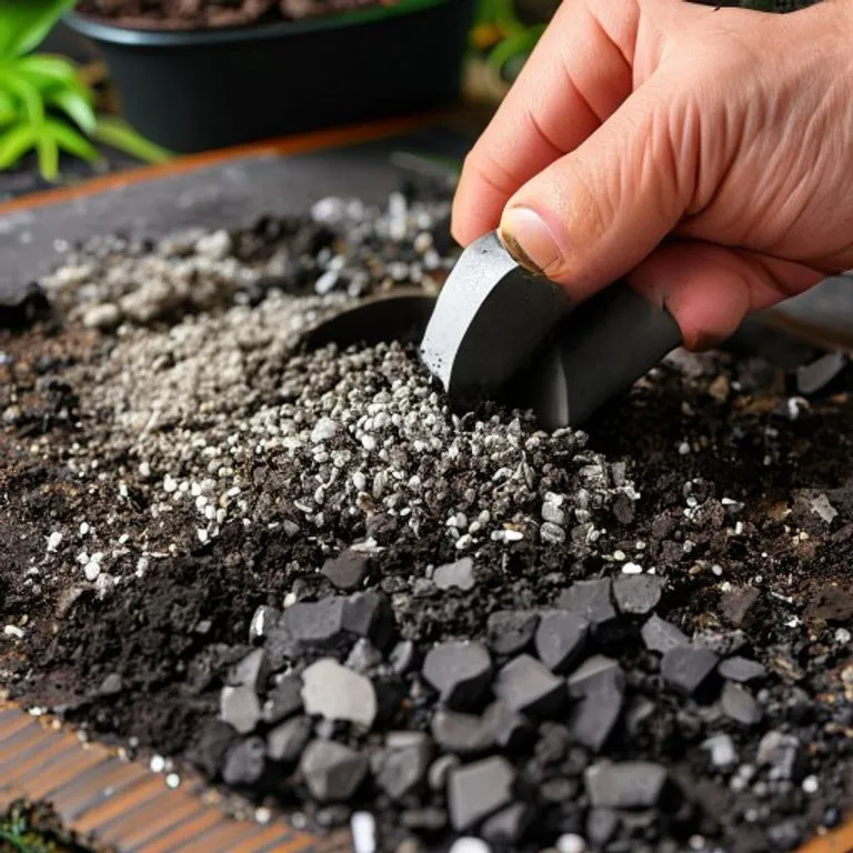 Chunky well-draining soil mix with perlite and bark for improved aeration and drainage in indoor plants